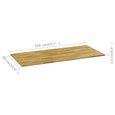 vidaXL Površina za mizo trden hrastov les pravokotna 23 mm 140x60 cm