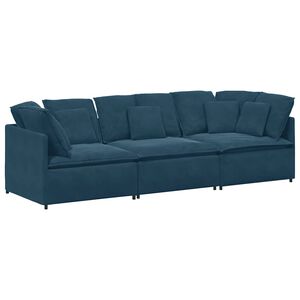 vidaXL Modularni kavč z blazinami žametno moder
