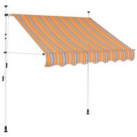 vidaXL Ročno zložljiva tenda 150 cm rumene in modre črte