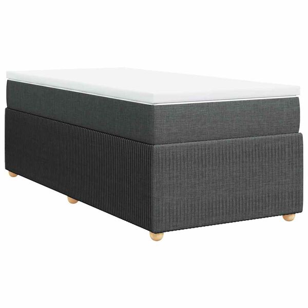 vidaXL Box spring postelja z vzmetnico temno siva 100x200 cm blago
