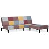 vidaXL Kavč dvosed z leži&scaron;čem in stolčkom večbarvno blago