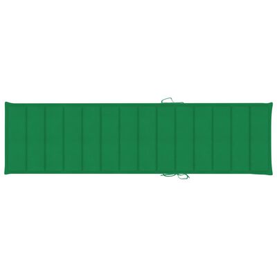 vidaXL Ležalnik z zeleno blazino trdna tikovina