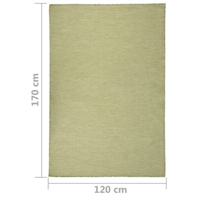 vidaXL Zunanja preproga ploščato tkanje 120x170 cm zelena