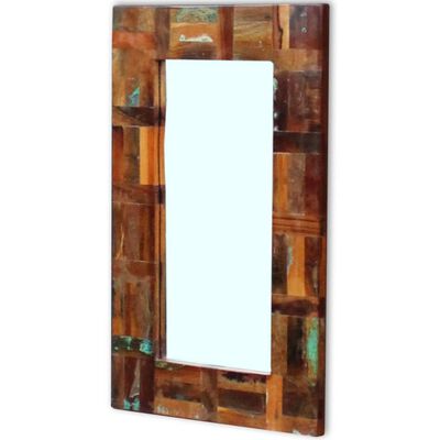 vidaXL Ogledalo iz trdnega predelanega lesa 80x50 cm
