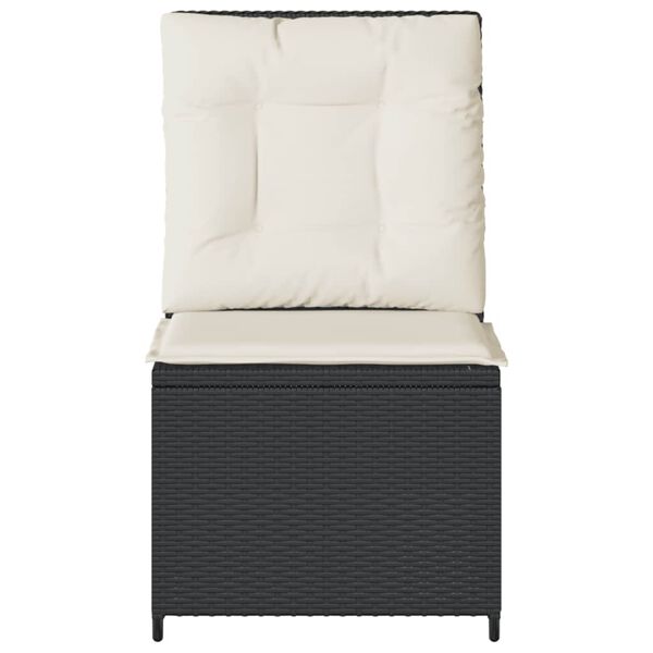 vidaXL Nastavljiv vrtni kavč z blazinami črn poli ratan