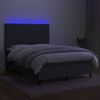 vidaXL Box spring postelja z vzmetnico LED temno siva 140x190 cm blago