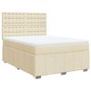 vidaXL Box spring postelja z vzmetnico krem 140x190 cm blago