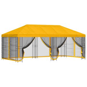 vidaXL Paviljon s stenami 6 x 3 m Rumena Poliester in jeklo 190 gsm