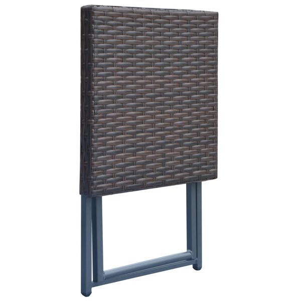 vidaXL Zložljiva zunanja jedilna garnitura 5-delna poli ratan rjava