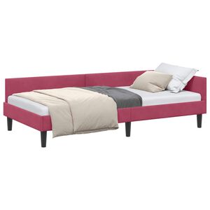 vidaXL Kotna postelja Vinorodna rdeča 90 x 190 cm Žamet