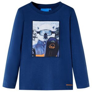 vidaXL Otro&scaron;ka majica z dolgimi rokavi džins modra 92