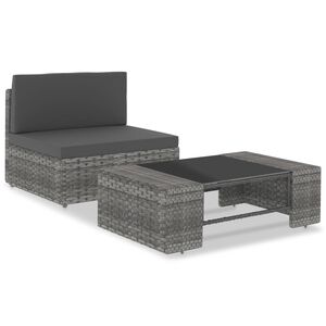 vidaXL Vrtna garnitura 2-delna poli ratan siva