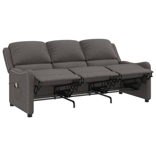 vidaXL Masažni trosed temno sivo blago