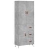vidaXL Visoka komoda betonsko siva 69,5x34x180 cm inženirski les