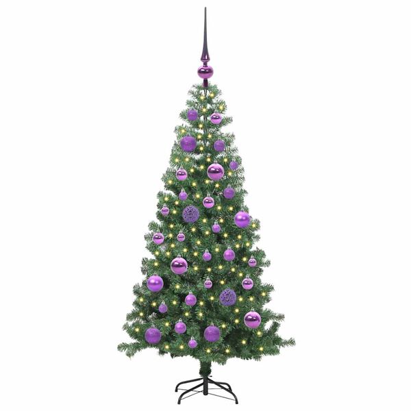 vidaXL Božično drevo med 150 LED z stojalom Zelena 120 cm PVC