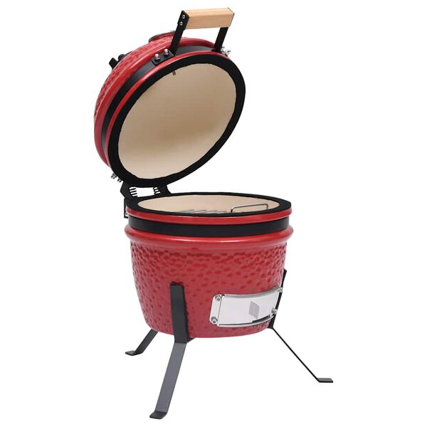 vidaXL Kamado žar za dimljenje 2 v 1 iz keramike 56 cm rdeč