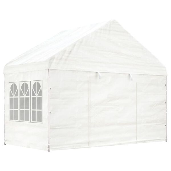 vidaXL Paviljon s streho bel 6,69x4,08x3,22 m polietilen