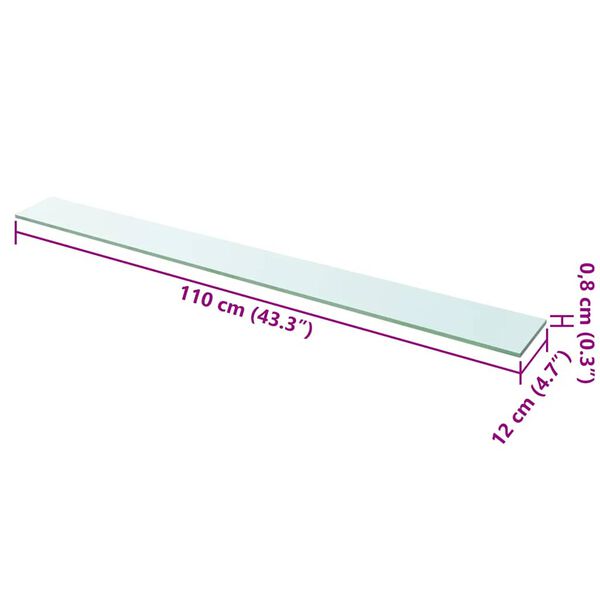 vidaXL Polica Prosojno Steklo 110x12 cm