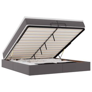 vidaXL Otomanski posteljni okvir z vzmetnicami siv 200x200cm um. usnje