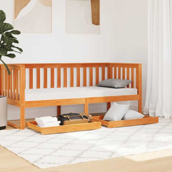 vidaXL Predal za dnevno posteljo 2 kosa vo&scaron;čeno rjava trdna borovina