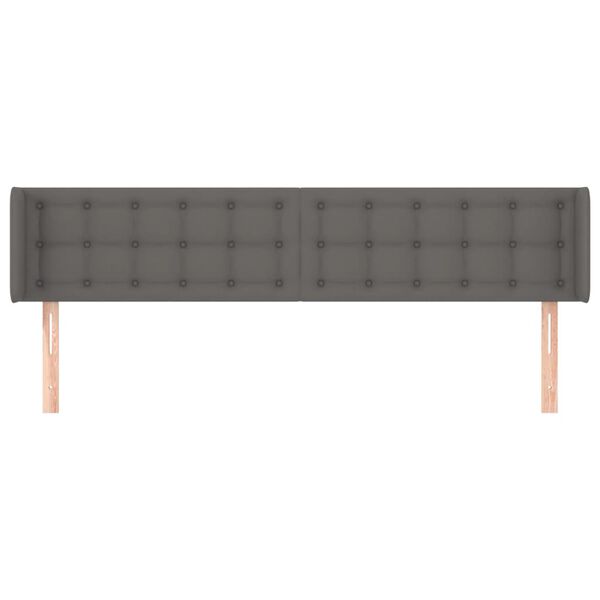 vidaXL Vzglavje z ušesi sivo 183x16x78/88 cm umetno usnje