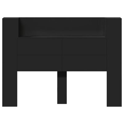 vidaXL Omarica za vzglavje postelje LED črna 140x16,5x103,5 cm