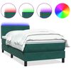 vidaXL Box spring postelja z vzmetnico LED temno zelena 100x210 cm žamet