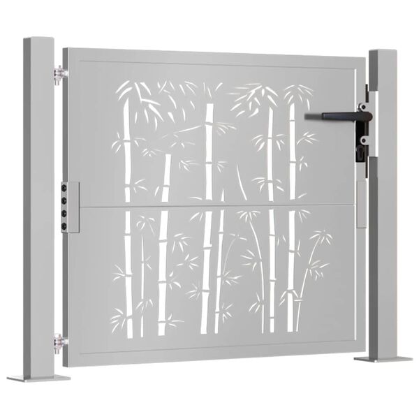 vidaXL Vrtna vrata 100x75 cm kortensko jeklo bambusov dizajn