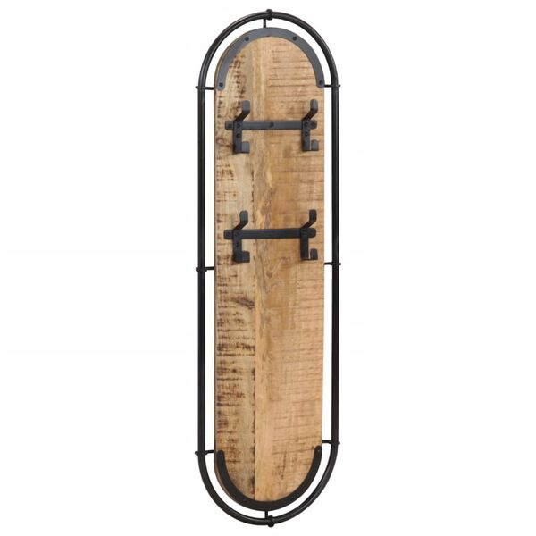 vidaXL Stenski obešalnik za plašče s 4 kavlji 2 kosa trden mangov les