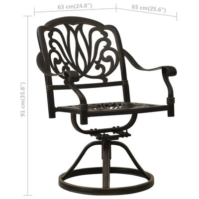 vidaXL Vrtljivi vrtni stoli 2 kosa liti aluminij bronasti