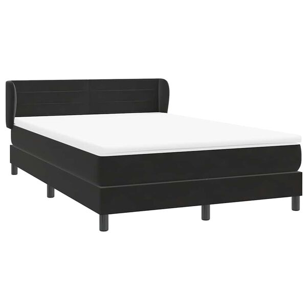 vidaXL Box spring posteljni z vzmetnico črn 140x210 cm žamet
