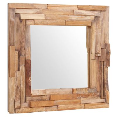 vidaXL Okrasno ogledalo tikovina 60x60 cm kvadratne oblike