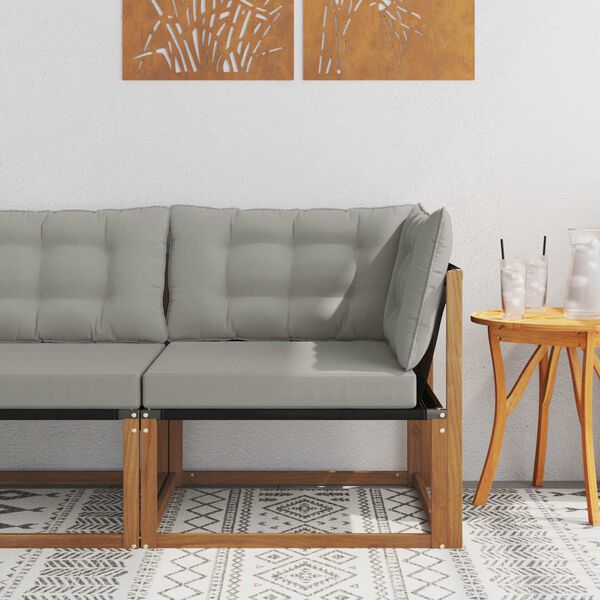 vidaXL Zunanja kotna sedežna garnitura Masiven les akacije Naravna