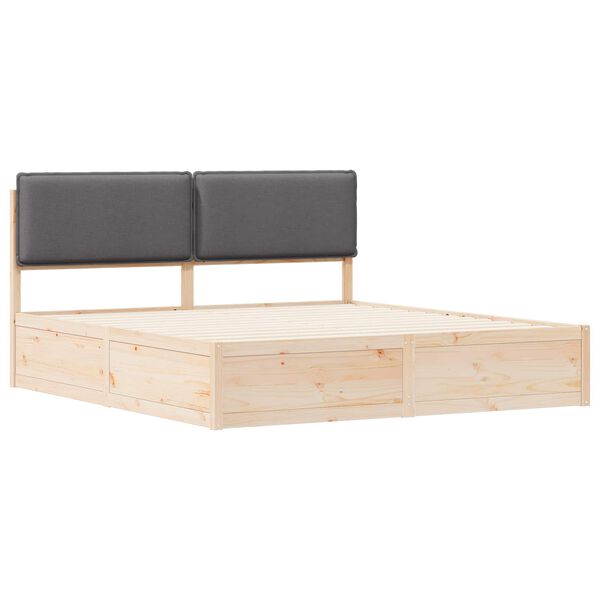 vidaXL Posteljni okvir z oblazinjenim vzglavjem z vzglavjem Temno siva