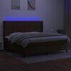 vidaXL Box spring postelja z vzmetnico LED temno rjava 200x200cm blago