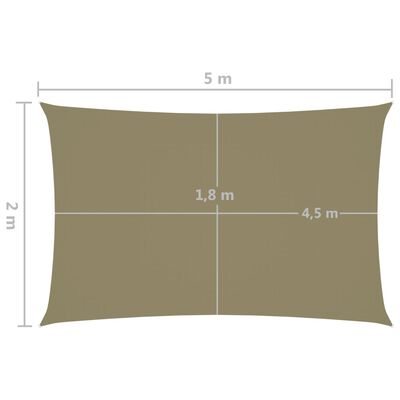 vidaXL Senčno jadro oksford blago pravokotno 2x5 m bež