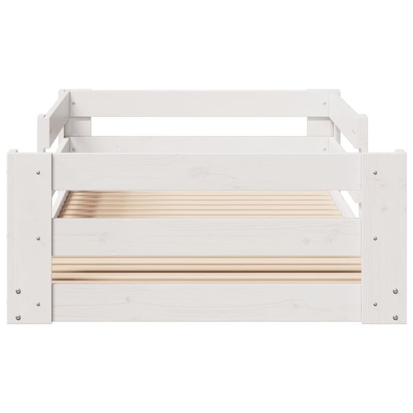 vidaXL Posteljni okvir brez vzmetnice bel 70x140 cm borovina