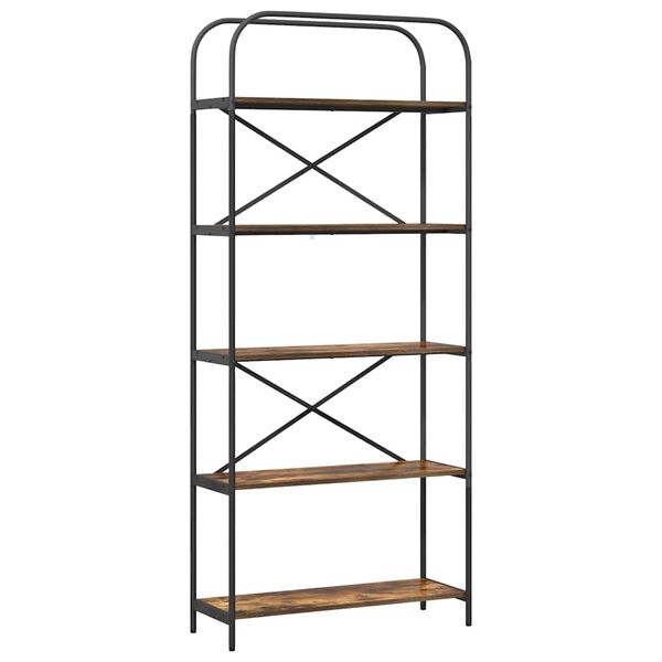 vidaXL Knjižna polica Dimljeni oreh 80 x 30 x 183 cm Konstruiran les