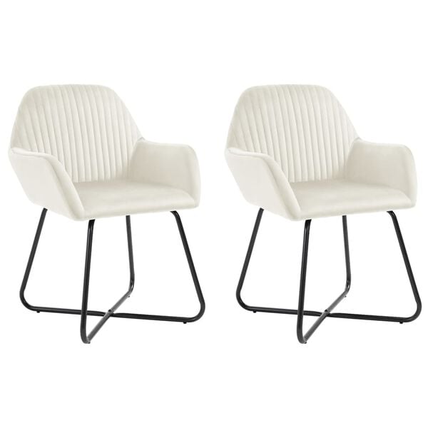 vidaXL Jedilni stoli 2 kosa krem žamet