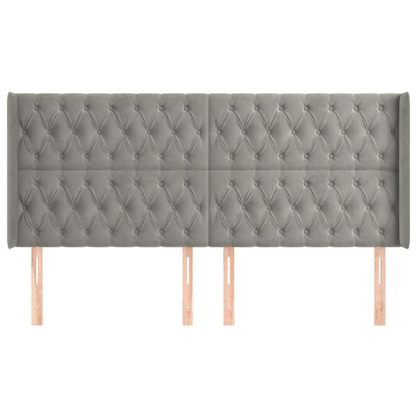 vidaXL Vzglavje z u&scaron;esi svetlo sivo 183x16x118/128 cm žamet