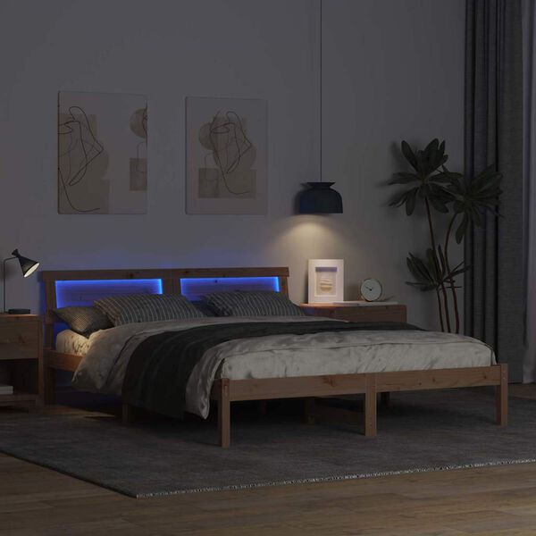 vidaXL Konstrukcija postelje Rjava 160 x 200 cm Masivno borovo les