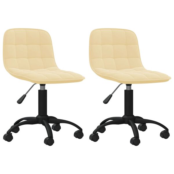 vidaXL Vrtljiv jedilni stol 2 kosa krem žamet