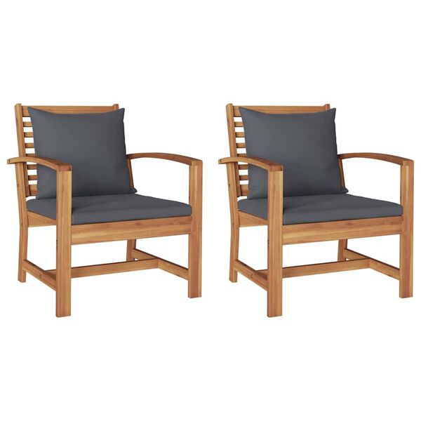 vidaXL Vrtni stoli 2 pcs Naravna 60 x 65 x 76.5 cm Trdna tikovina