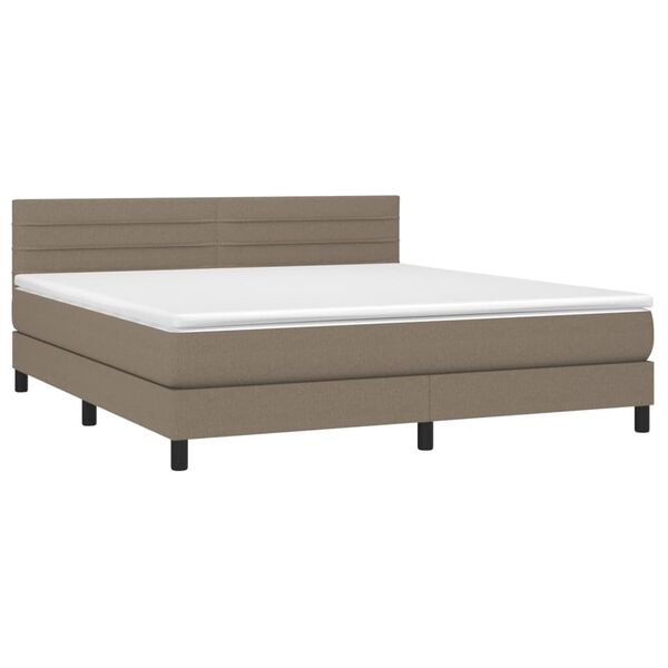 vidaXL Box spring postelja z vzmetnico taupe 160x200 cm blago