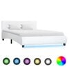 vidaXL Posteljni okvir LED belo umetno usnje 120x200 cm