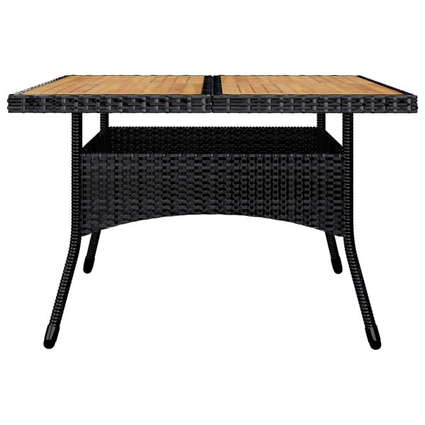 vidaXL Vrtna jedilna garnitura 9-delna poli ratan in akacijev les črna