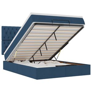 vidaXL Otomanska postelja z vzmetnico & LEDs modra 140x190 cm