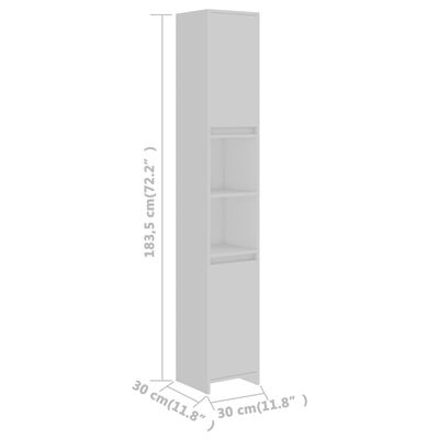 vidaXL Kopalniška omarica bela 30x30x183,5 cm iverna plošča