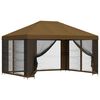 vidaXL Vrtni gazebo s stranskimi stenami 4 &times; 3 m Taupe