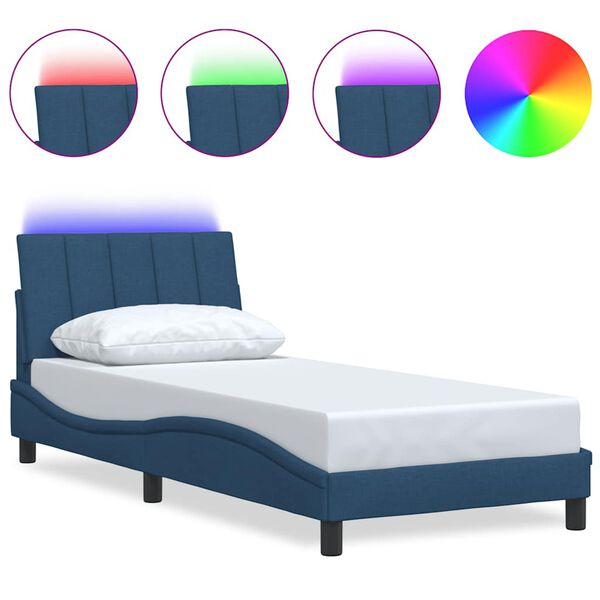 vidaXL Posteljni okvir brez vzmetnice Hanko Modra 80x200cm Tkanina